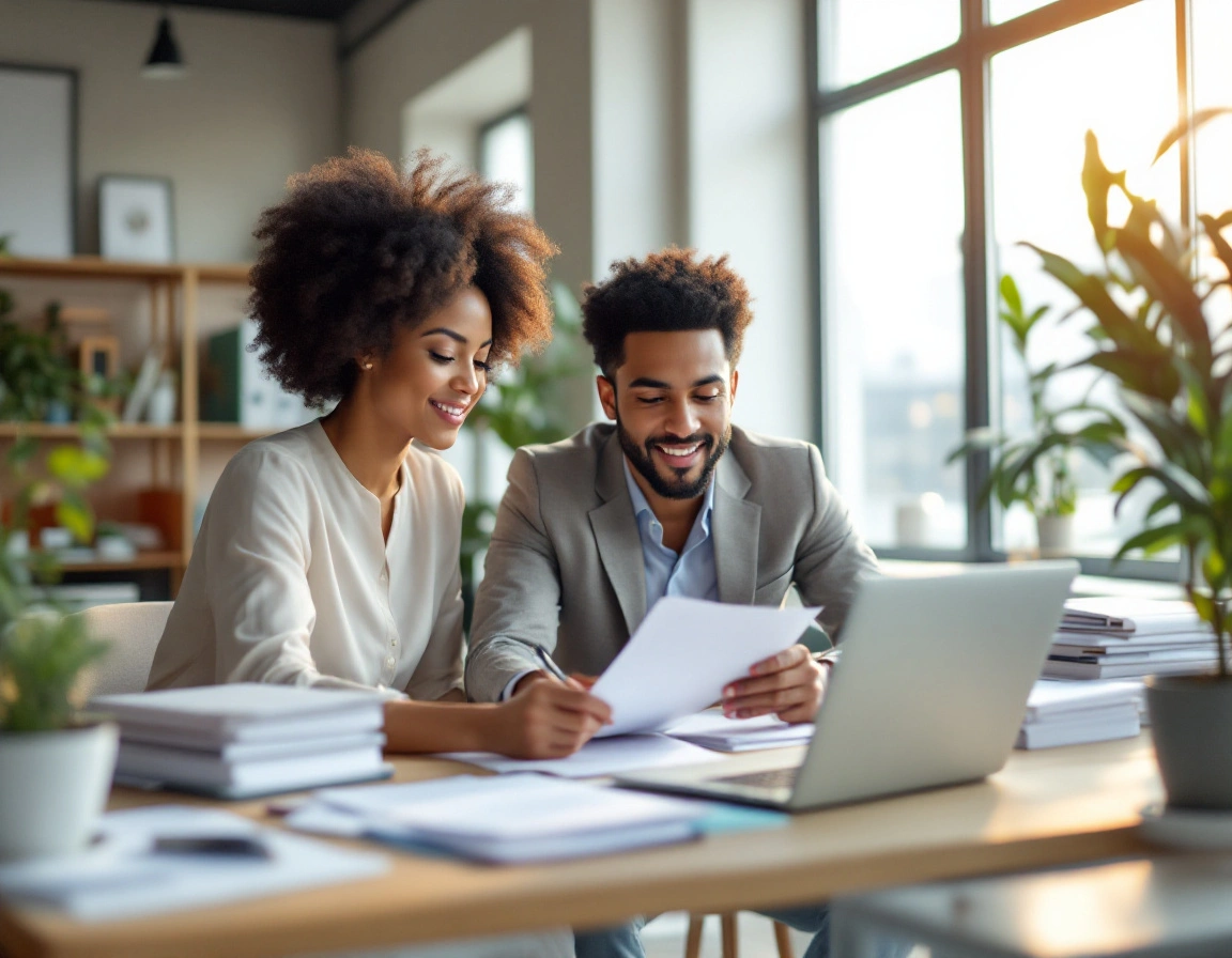 Offshore administrative support team reviewing documents together — Kore BPO