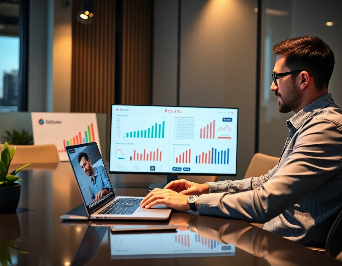 Business executive reviewing offshore team results and cost savings report