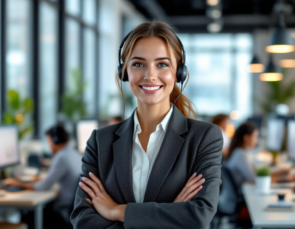 Confident customer service manager leading offshore support team — Kore BPO