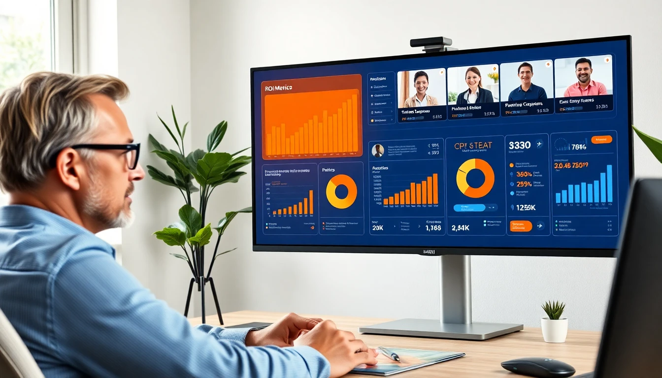 Professional on video call with remote team reviewing ROI metrics and analytics — hybrid offshore in-house model