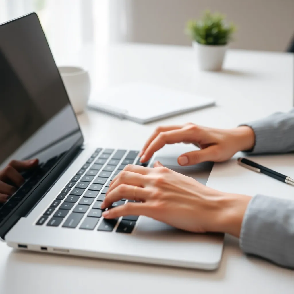 Virtual assistant hands on keyboard managing business tasks -- Kore BPO
