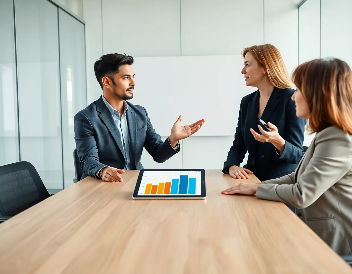 Business professionals reviewing offshore database developer cost comparison and security model