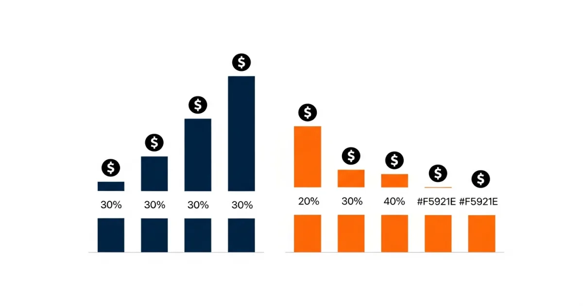 side-by-side cost comparison chart showing true in-house employment cost versus outsourced BPO cost for five common SMB roles
