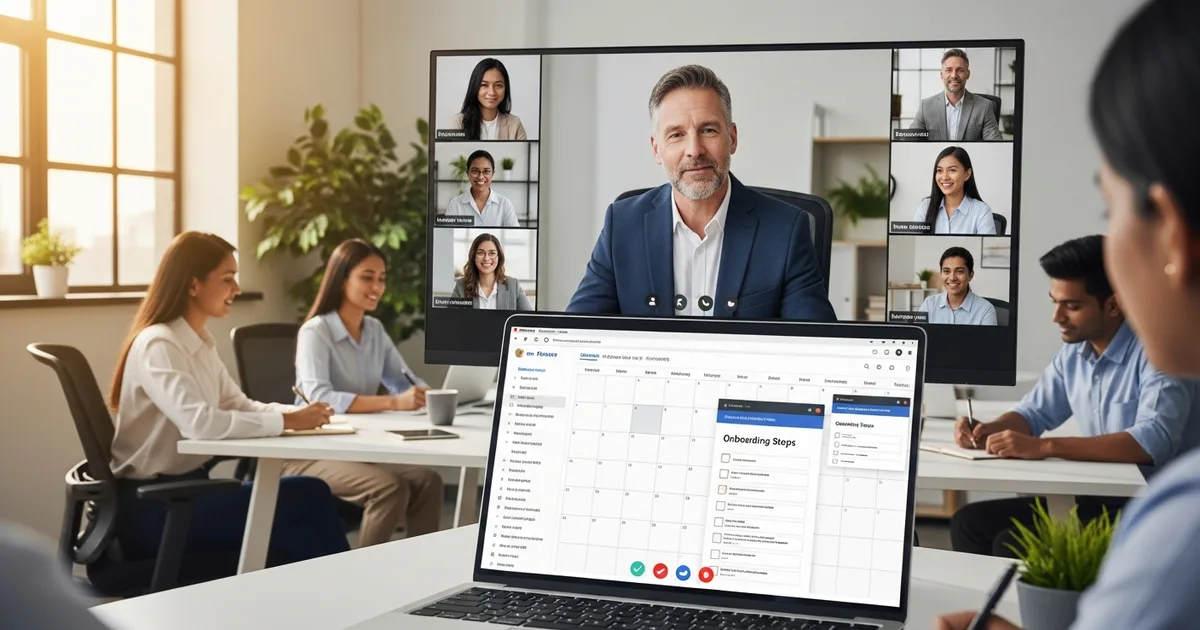 Structured 30-60-90 day onboarding call between a US finance leader and offshore accounting team