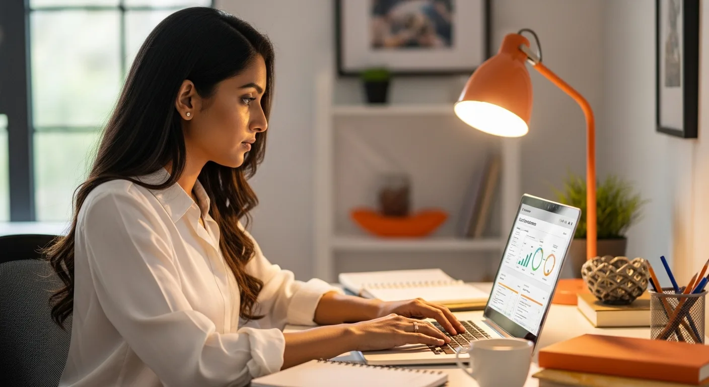 offshore data warehouse developer working remotely on a laptop reviewing dashboard costs for a US client