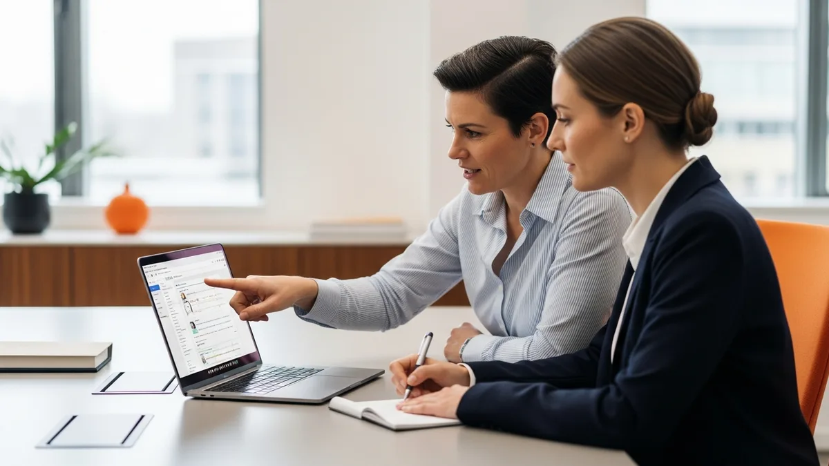 Supervisor and agent reviewing a call recording during a customer service QA coaching session
