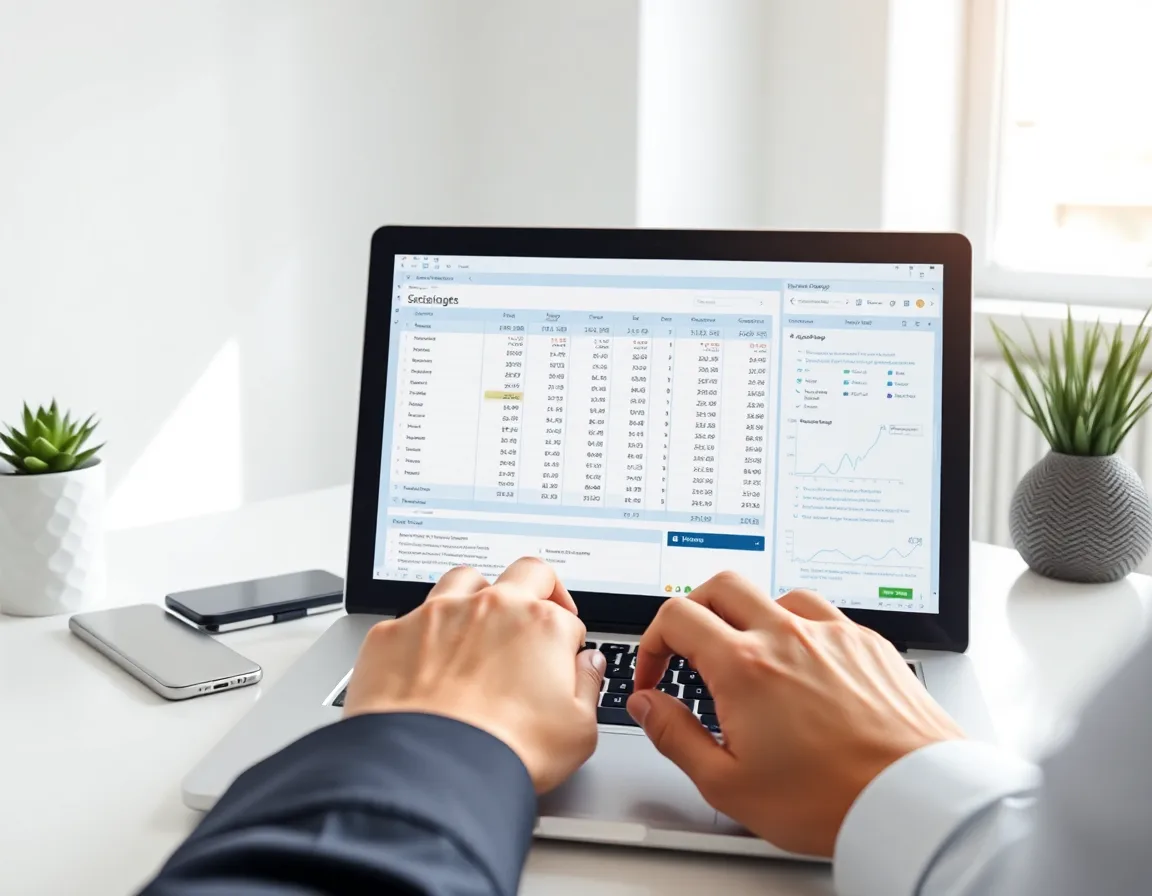 Offshore bookkeeper reconciling accounts in QuickBooks style ledger, Kore BPO finance outsourcing