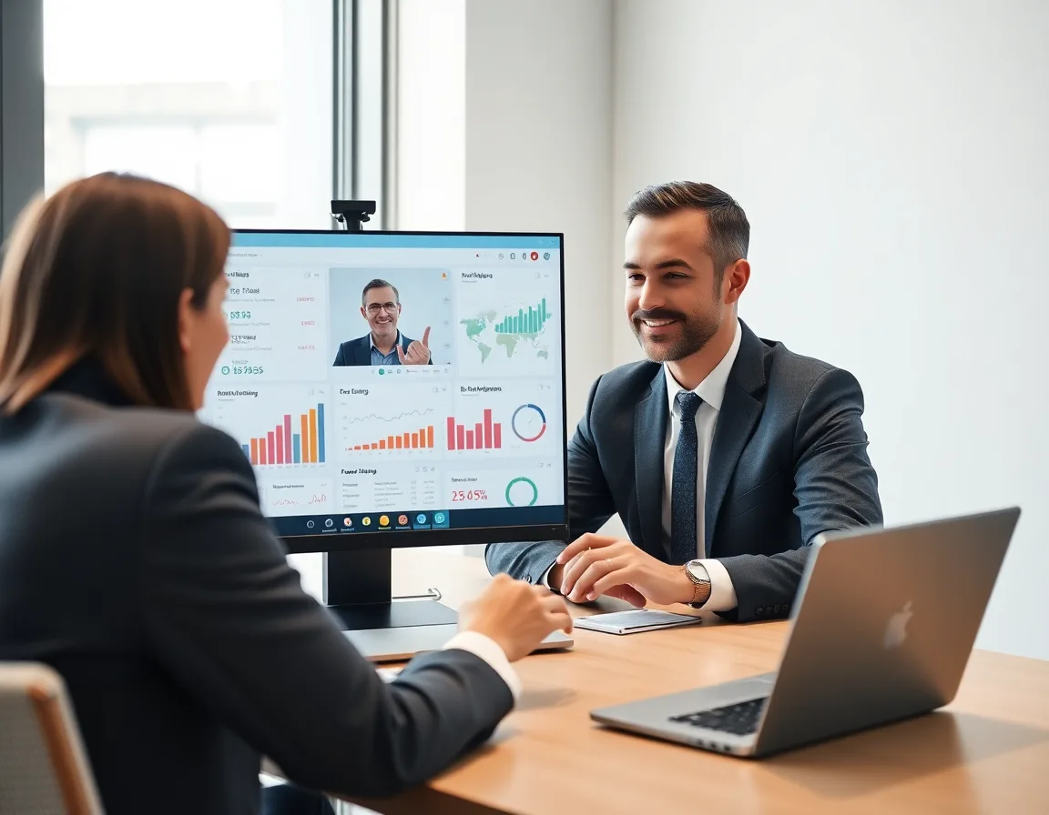 Finance leader on a video call reviewing an outsourced accounting dashboard, Kore BPO