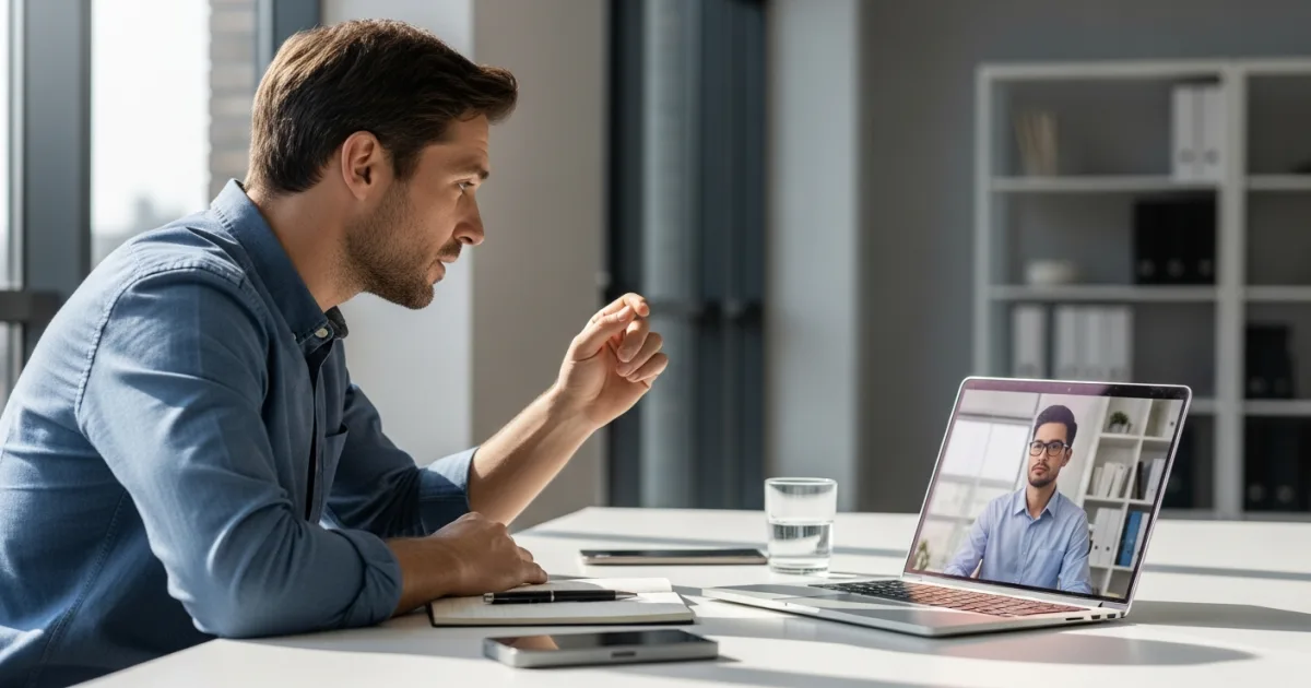 founder vetting an offshore mobile app developer on a video call interview
