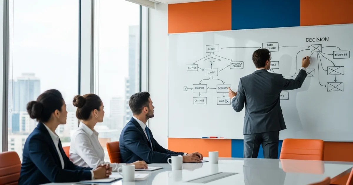 decision flowchart showing how to choose between Flutter React Native and dot NET MAUI based on team language background UI requirements and hiring timeline