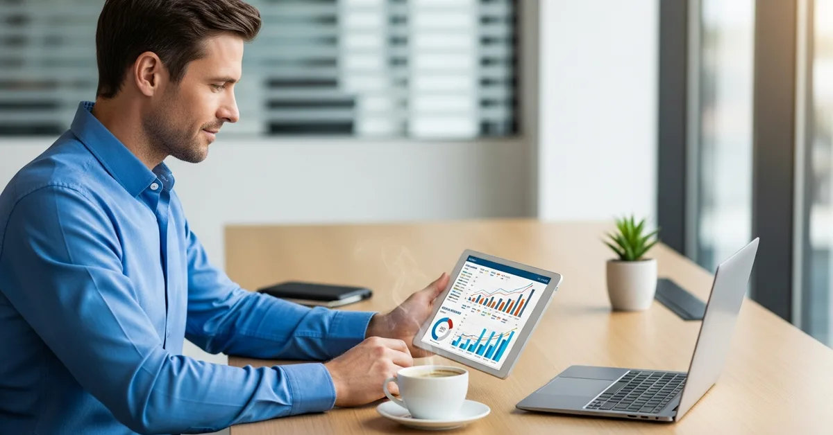 Business operations manager reviewing cost and timeline charts for nearshore recruiting