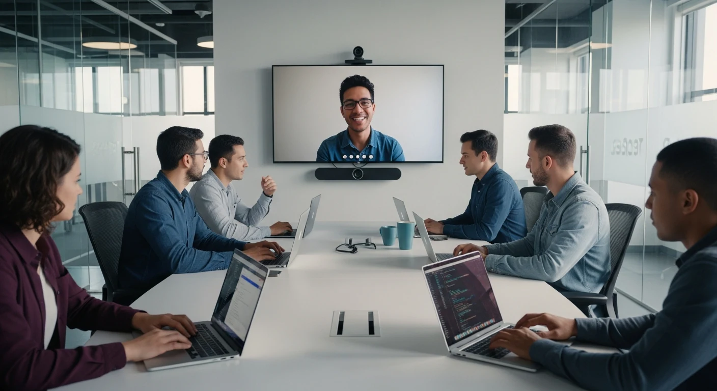 US and Costa Rica nearshore software development team collaborating in a real-time video standup