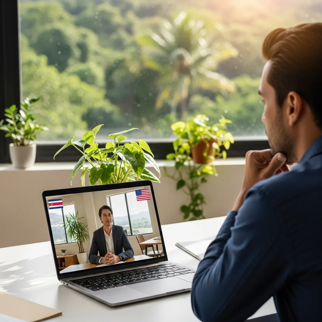 Nearshore staffing agency engagement model collaboration video call between Costa Rica and US team members