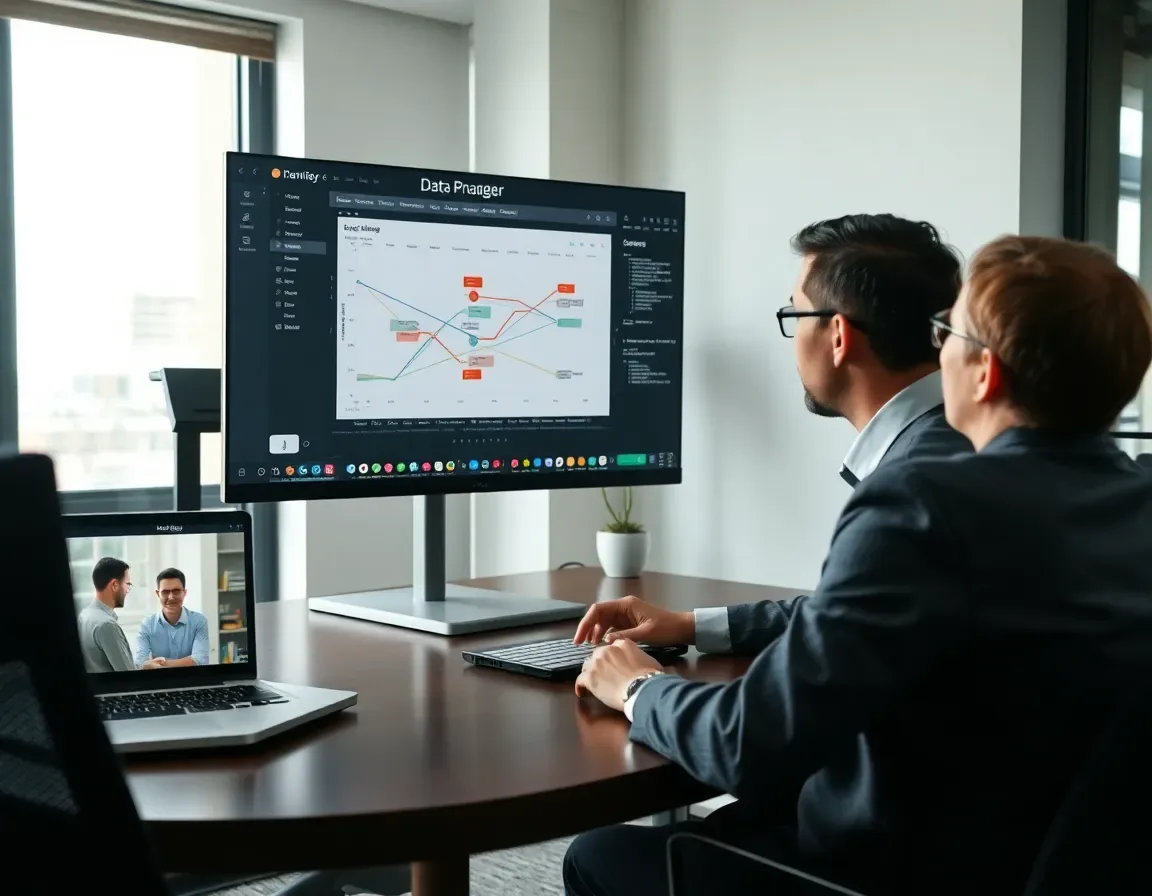 Offshore dbt developer reviewing a data transformation lineage graph with a US team for Kore BPO