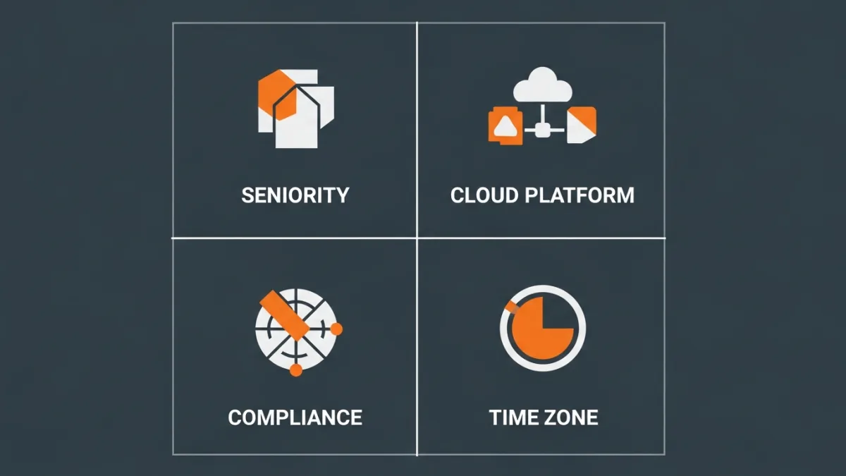 infographic showing four factors that drive offshore ETL developer rates beyond country including seniority cloud platform and compliance