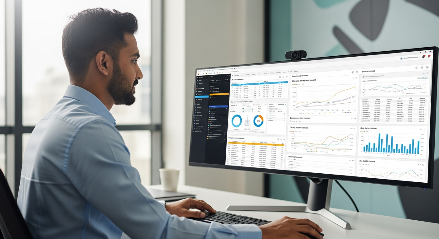 Offshore Snowflake engineer reviewing warehouse sizing and query performance dashboards for Kore BPO