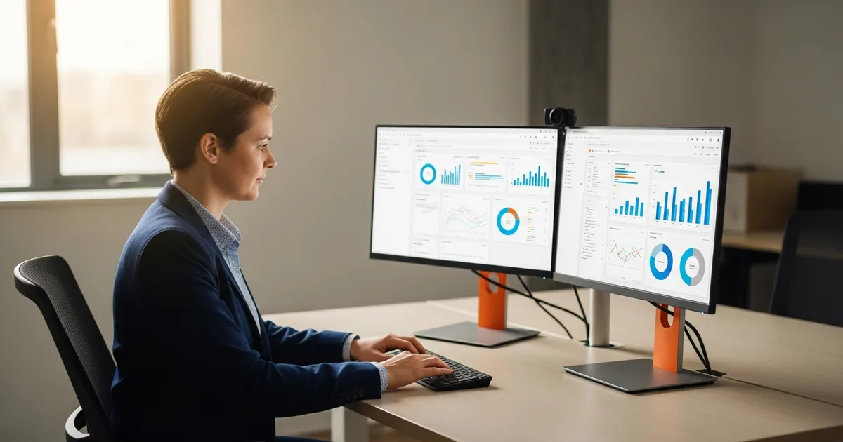 Offshore professional working at a desk as part of a distributed US company team