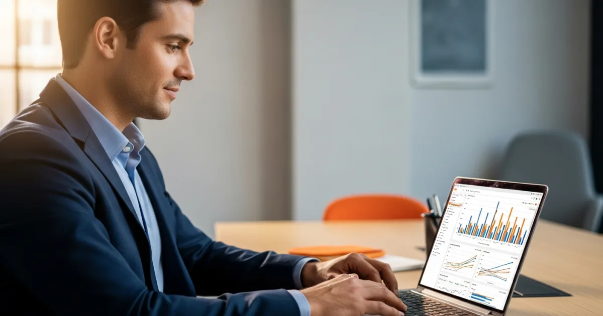 hiring manager reviewing an offshore Tableau developer certification and dashboard portfolio on a laptop