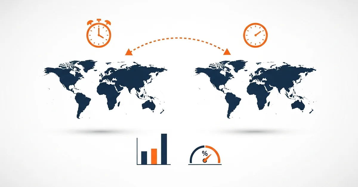 Offshore vs nearshore staffing comparison chart showing time zone overlap, hourly cost range, and attrition benchmarks