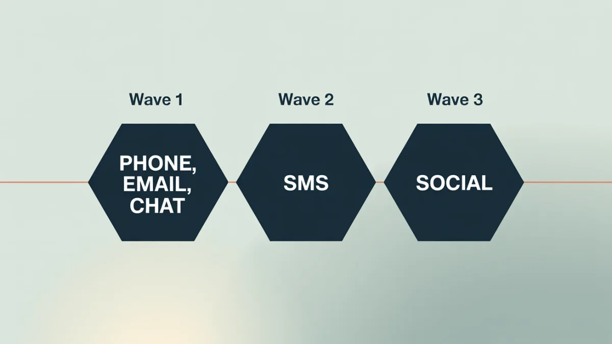 phased rollout timeline graphic for outsourcing customer service channels
