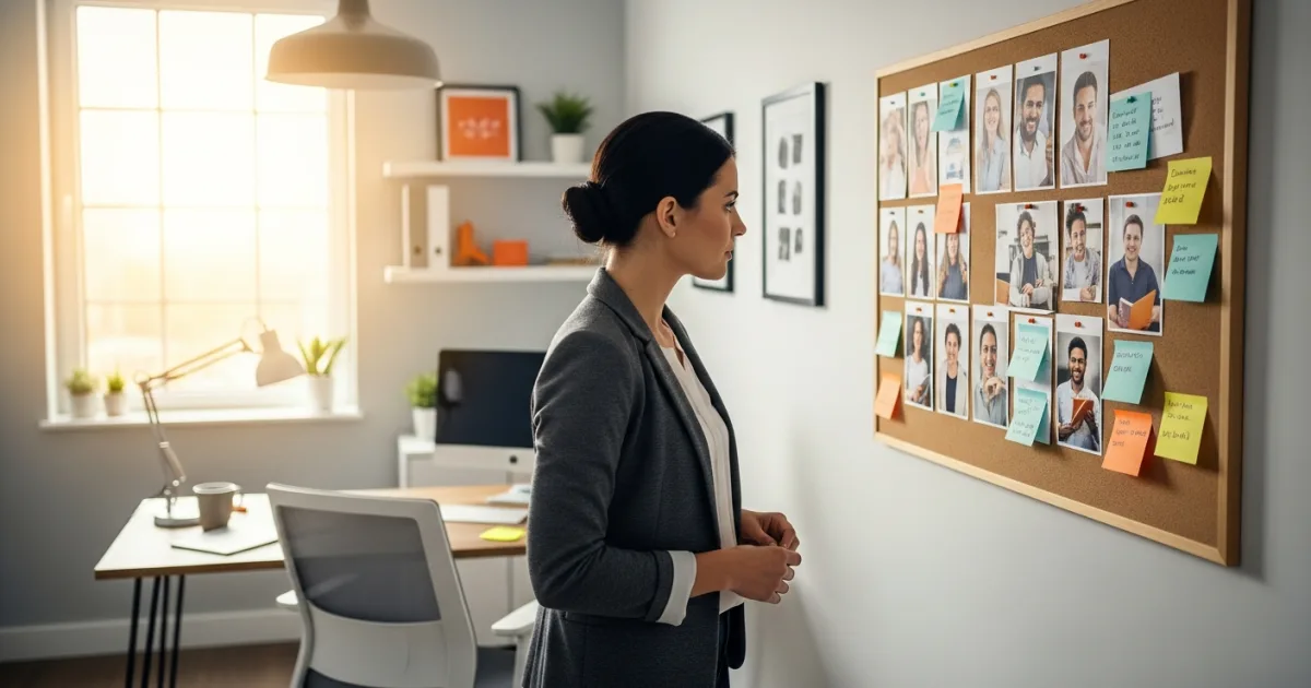 small business owner reviewing a growing employee roster and payroll schedule as the team expands