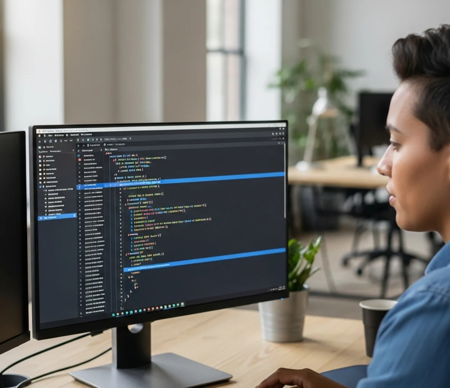 Offshore Ruby on Rails developer reviewing backend code — Kore BPO