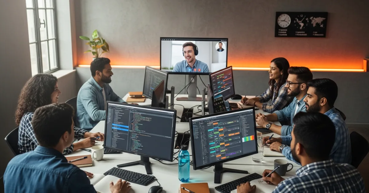 vetted offshore Ruby on Rails development team collaborating with a US SaaS founder on a video call