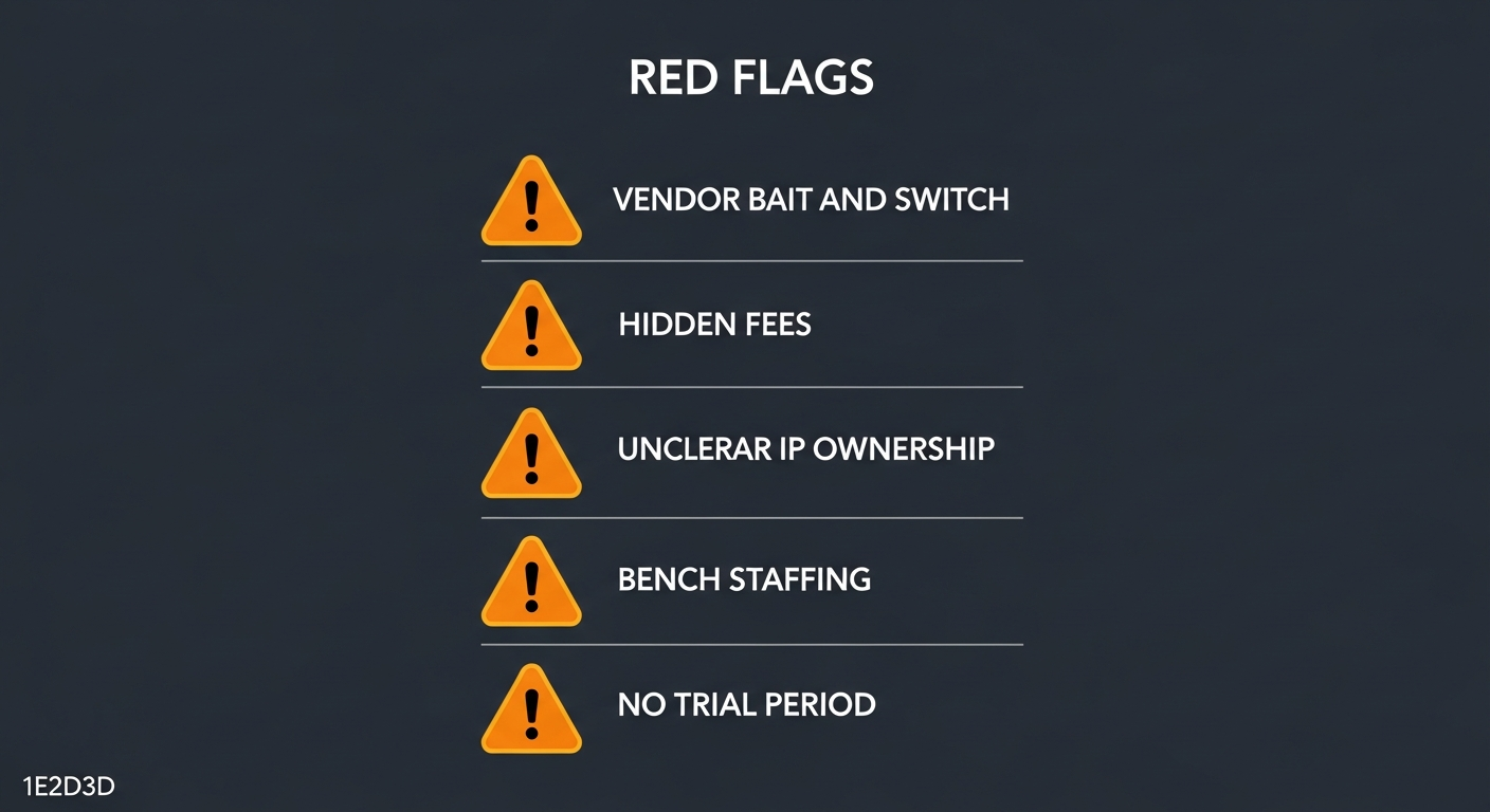 Checklist of red flags to watch for when vetting a nearshore software development vendor