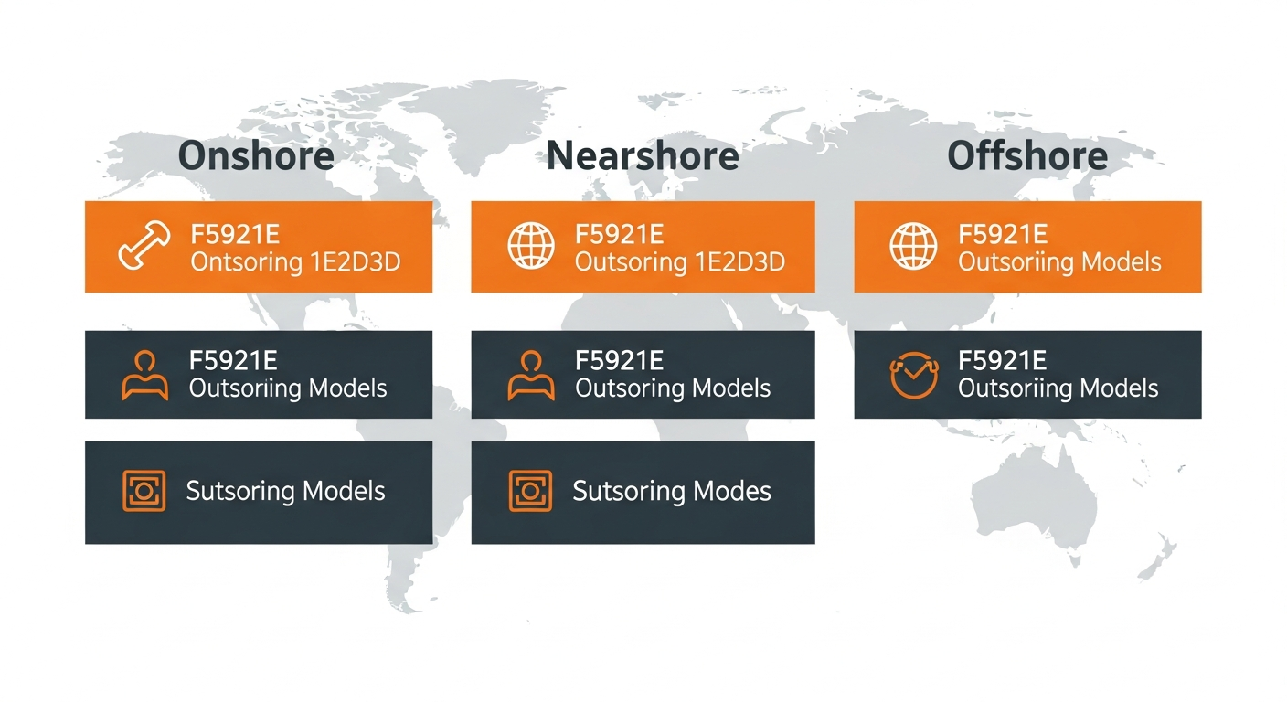 Nearshore vs offshore vs onshore comparison chart showing time zone overlap, hourly rate ranges, and best-fit use cases
