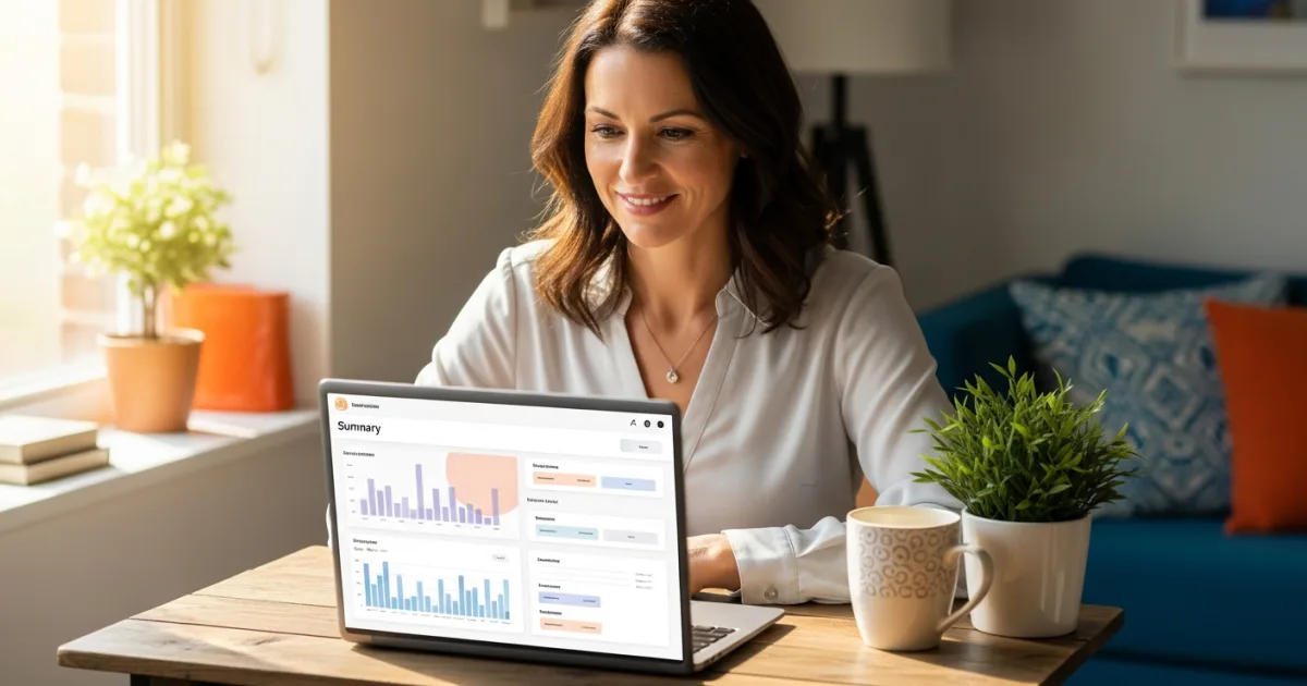 small business owner reviewing a clean unified sales and inventory dashboard on a laptop