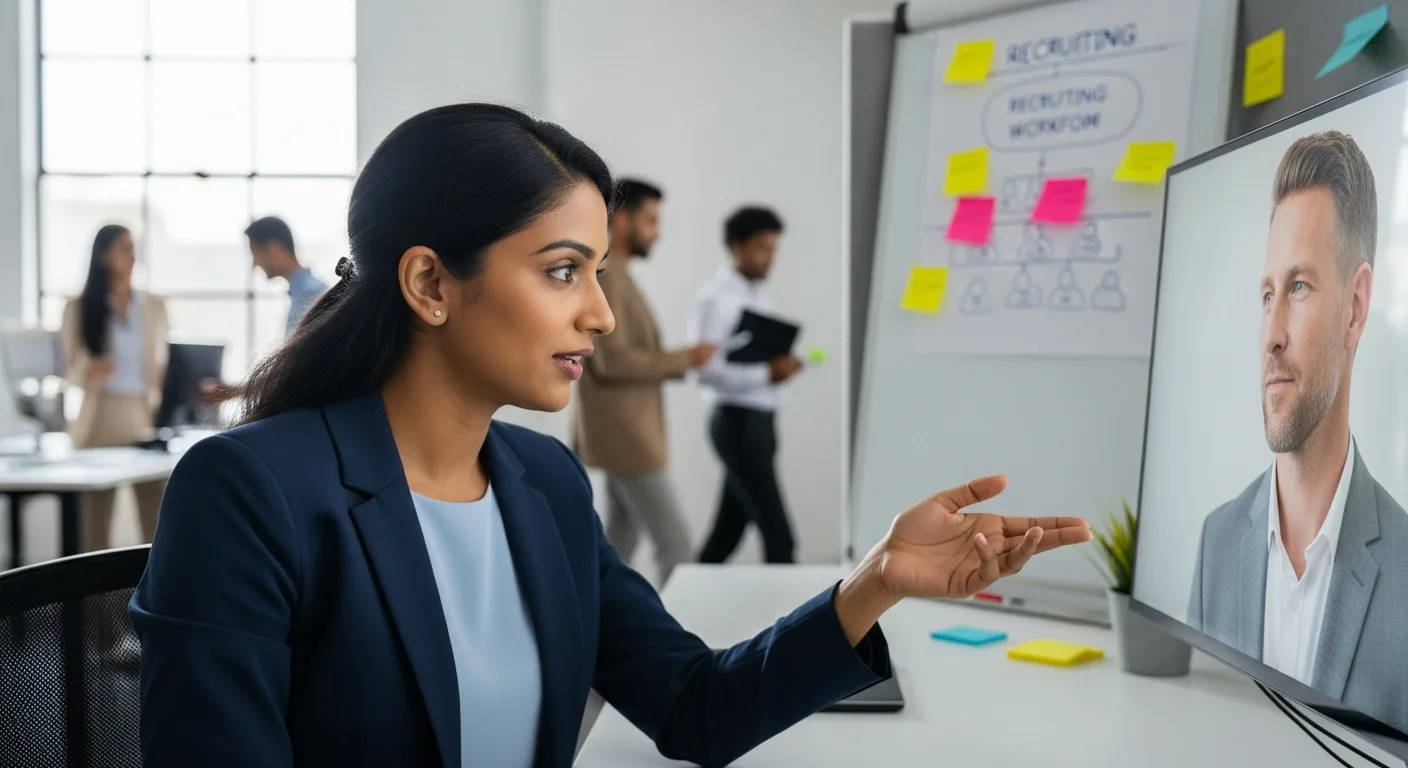 Offshore recruiter walking a client through the offshore recruiting workflow on a video call