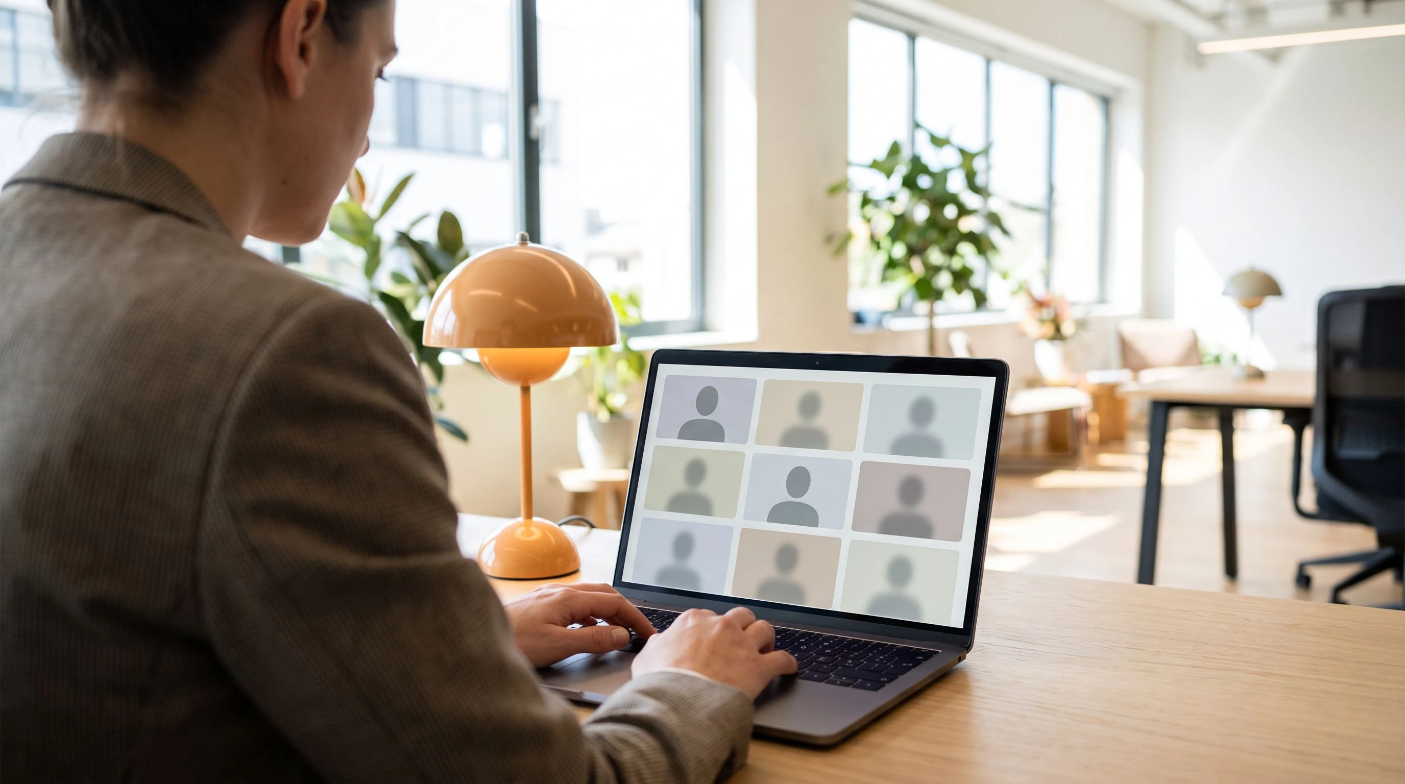 Hiring manager reviewing nearshore Angular developer candidate profiles on a laptop