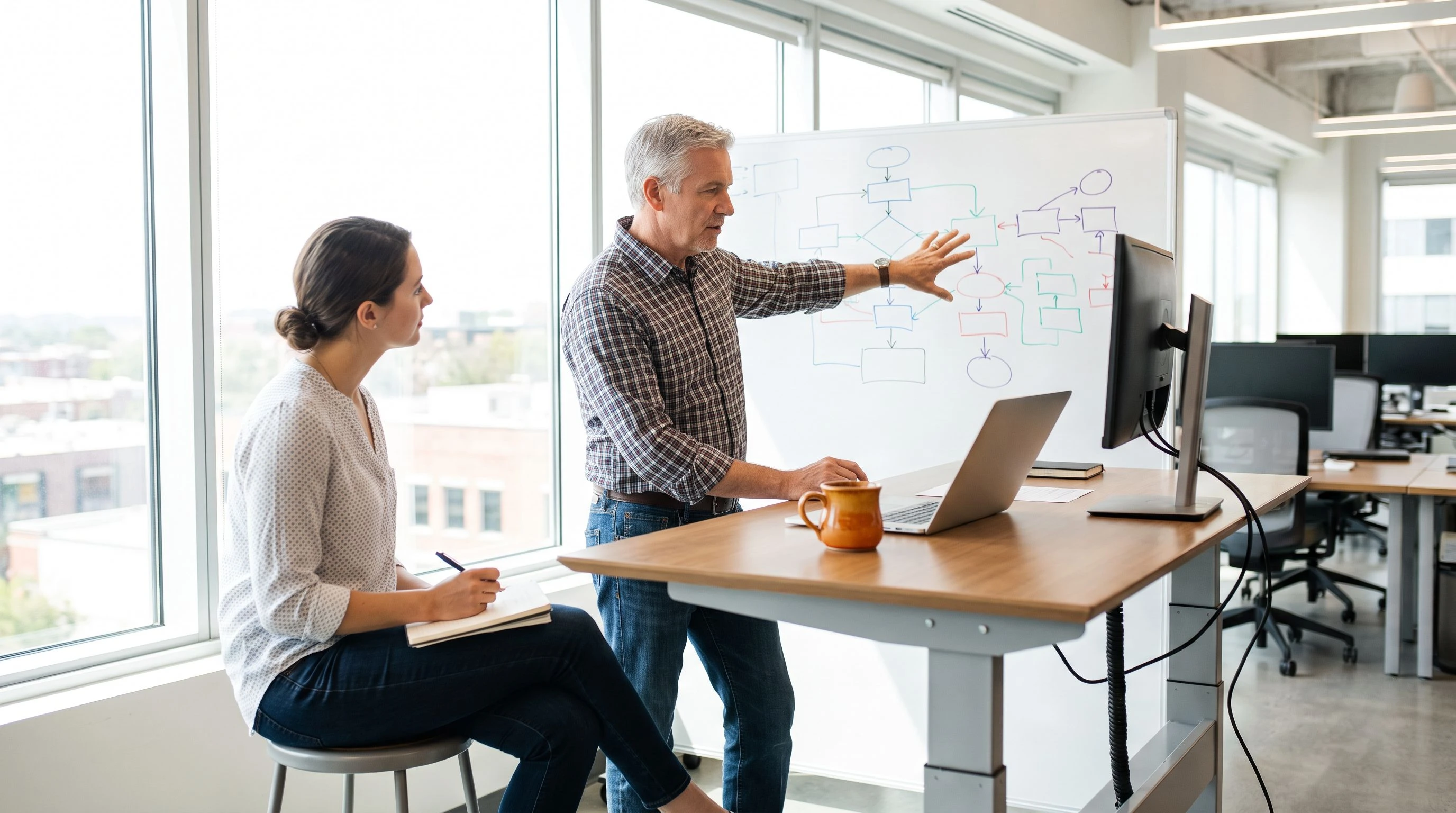 Senior Angular developer explaining component architecture and dependency injection during technical interview