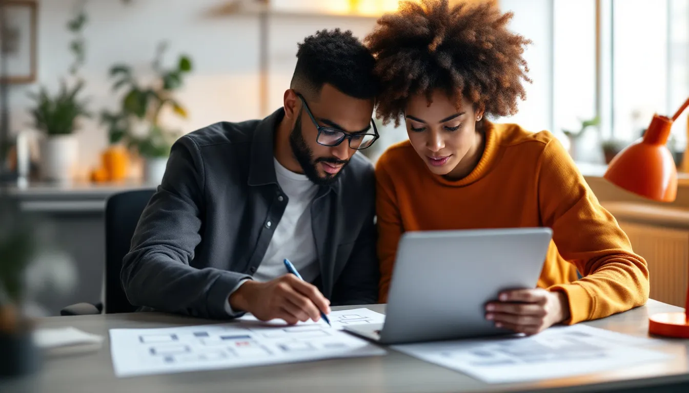 Nearshore AWS engineer and US infrastructure lead collaborating over a job description document, over the shoulder framing