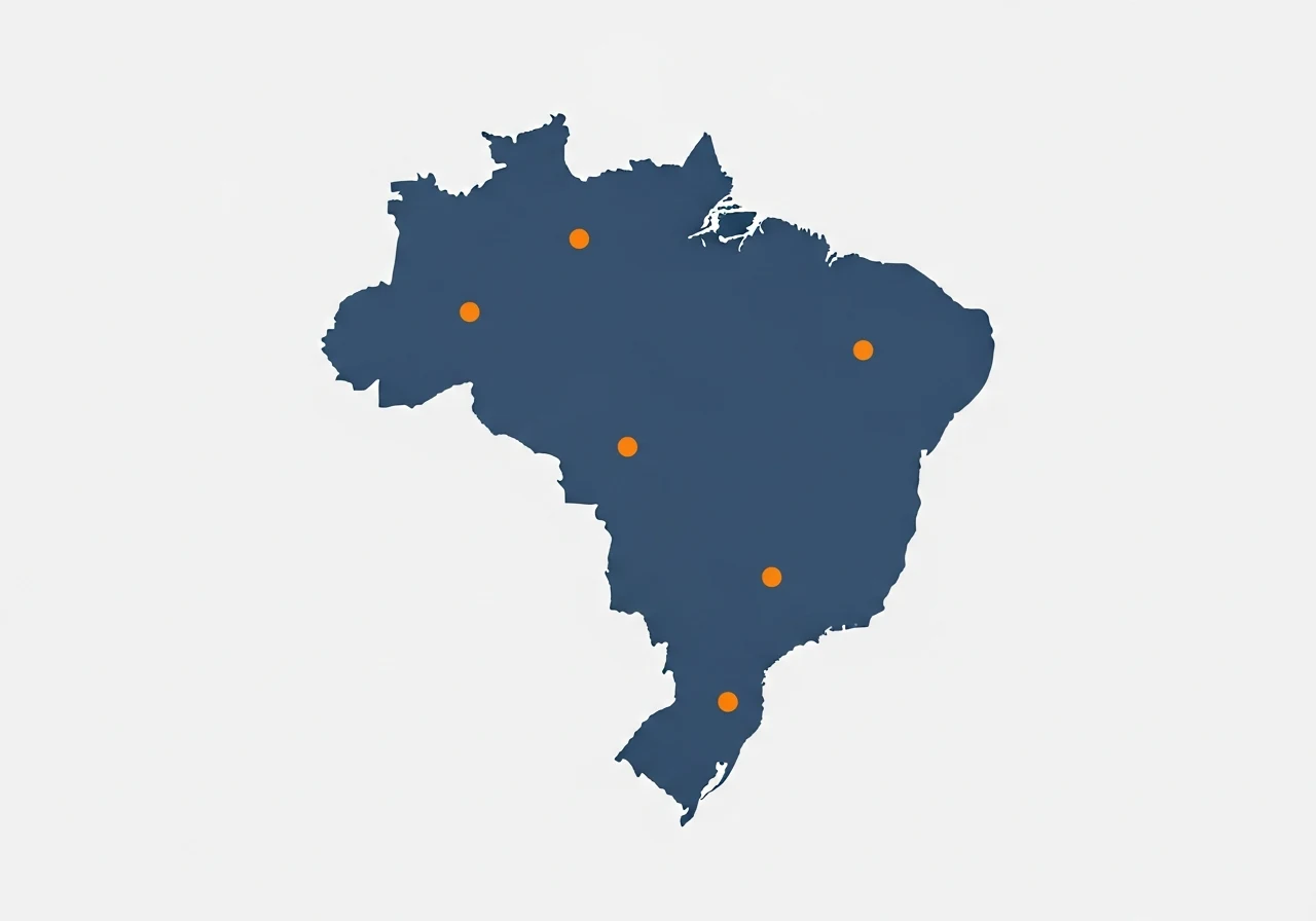 Map highlighting the top staffing hubs across Brazil including Sao Paulo, Florianopolis, Recife, and Belo Horizonte
