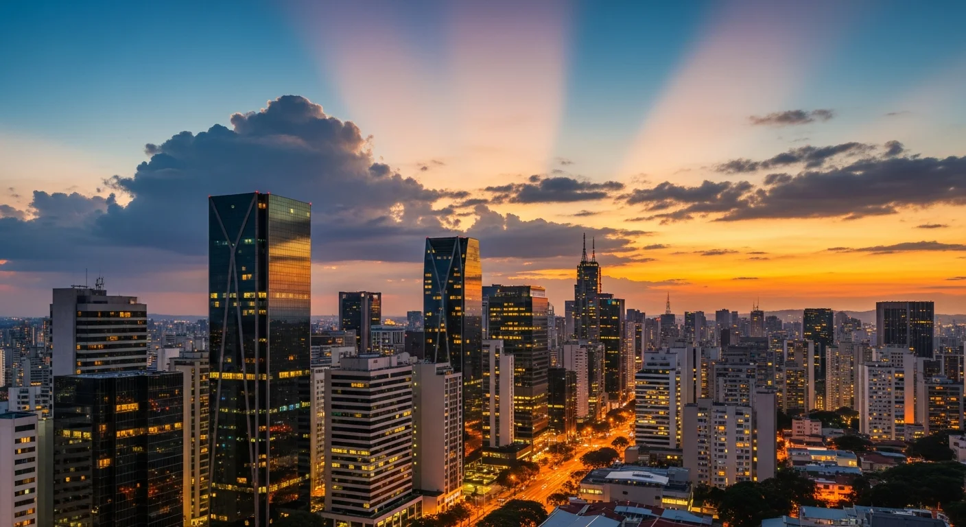 Sao Paulo Brazil business district skyline representing the country's nearshore talent market