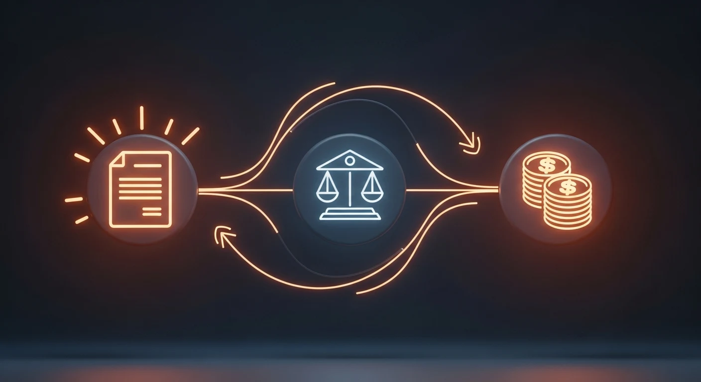 Graphic showing the CLT misclassification risk chain from CNPJ contractor arrangement to labor court reclassification and retroactive employer costs