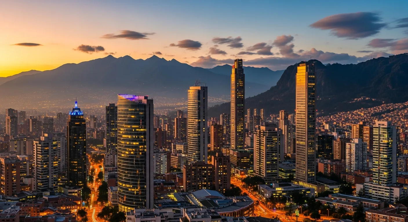 Bogotá Colombia skyline representing the country's growing software engineering talent market