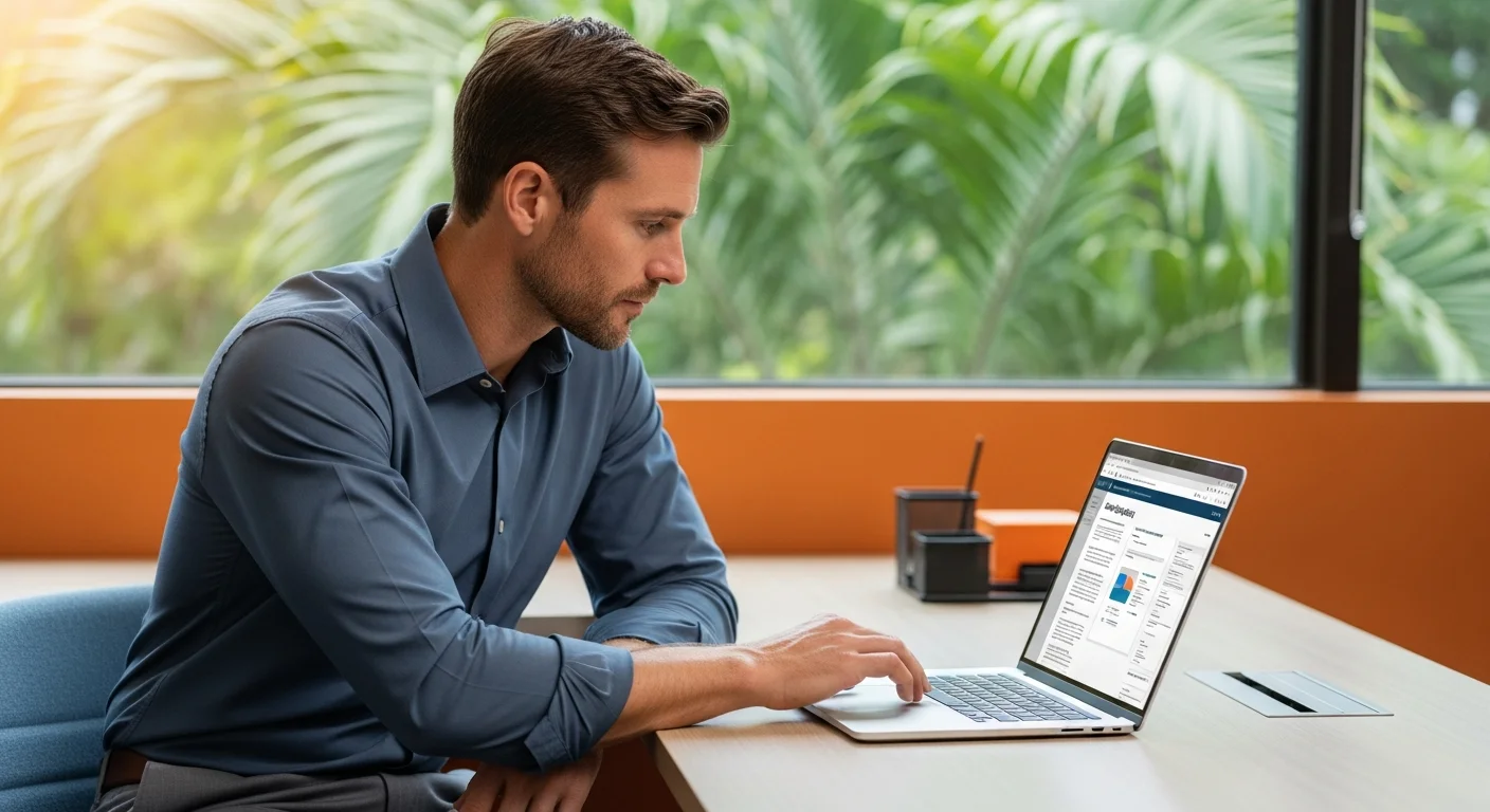 US hiring manager reviewing a Costa Rica staffing agency rate quote on a laptop