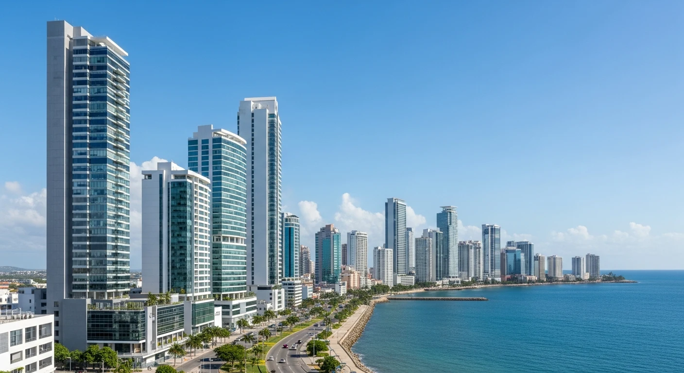 Santo Domingo Dominican Republic business district skyline representing the country's nearshore talent market