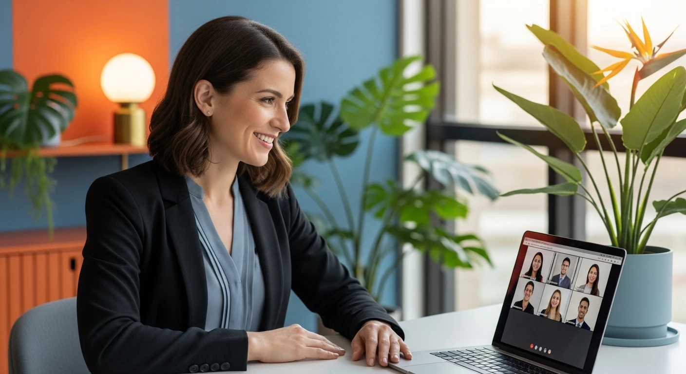 US hiring manager on a video call with a Santo Domingo based Dominican Republic staffing agency team reviewing candidates