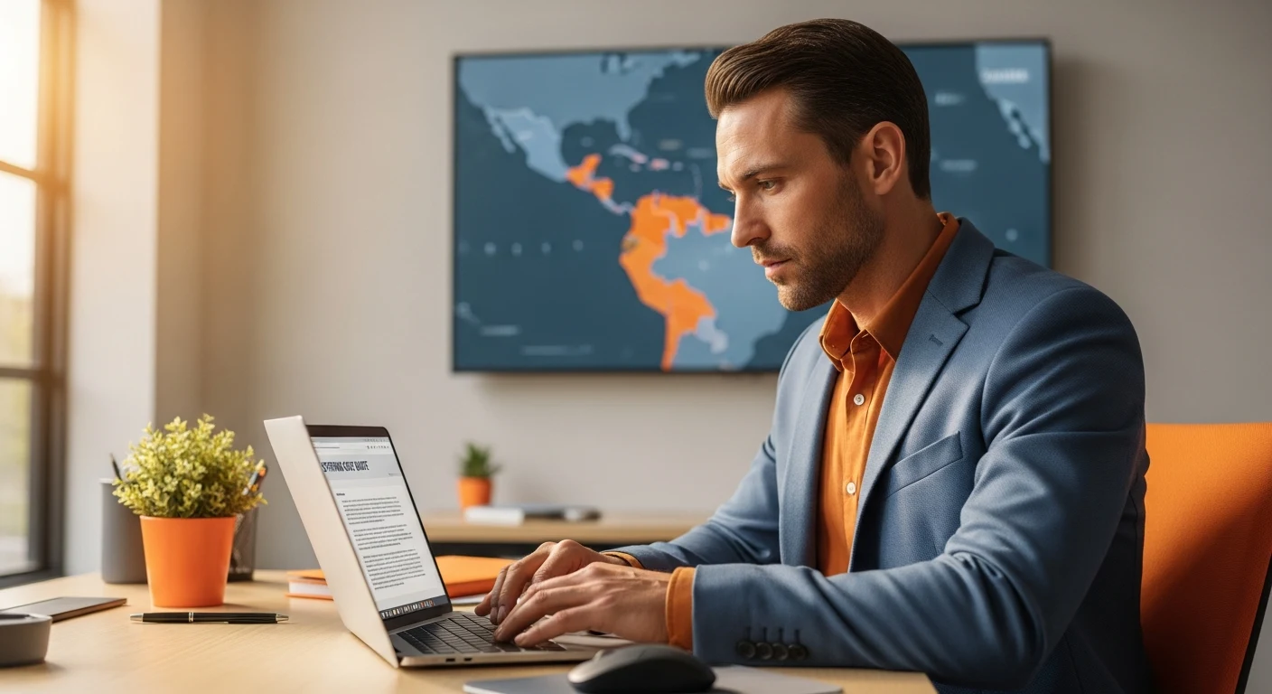 US hiring manager reviewing a Dominican Republic staffing agency rate quote on a laptop