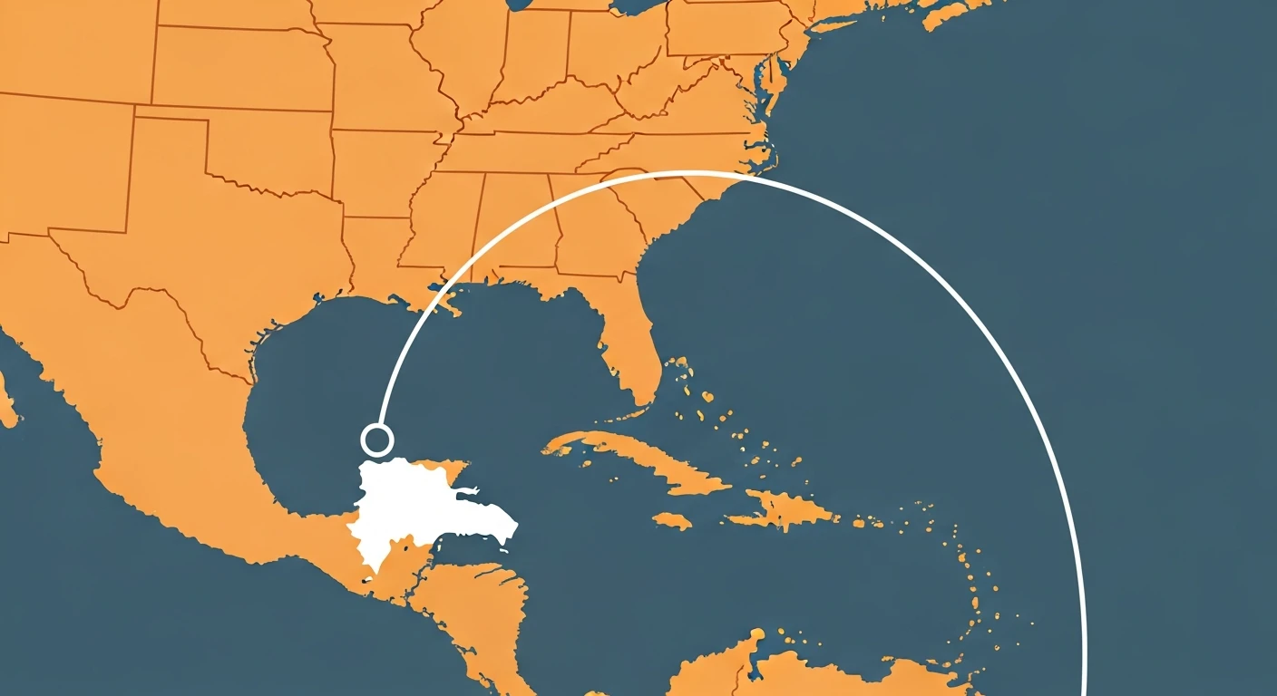 Map showing the Dominican Republic on Atlantic Standard Time UTC-4 year-round overlapping with US Eastern time zone business hours