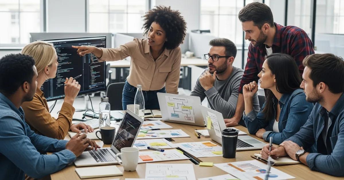Four stack variation cards for React Node, Vue Python, Angular Java, and Next.js full stack developer roles