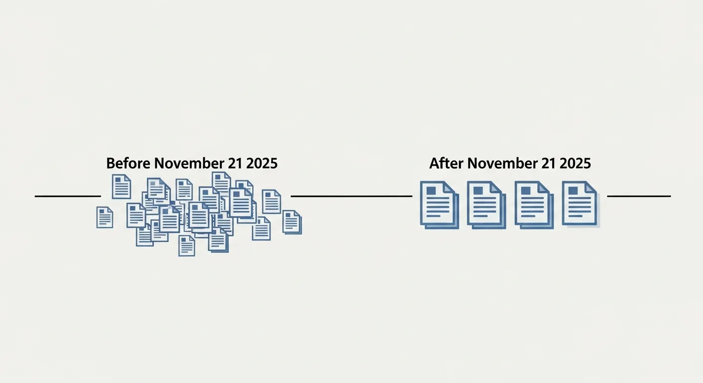 Timeline graphic showing India's Labour Codes taking effect November 21, 2025, replacing 29 older labor laws