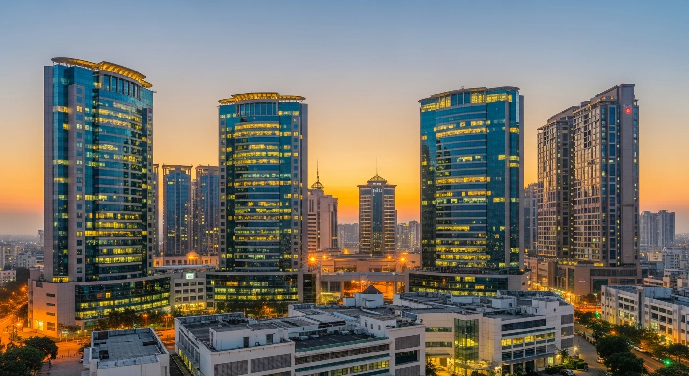 Hyderabad India HITEC City tech park skyline representing Kore BPO's own delivery office market