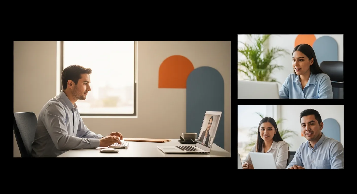 US and Latin America team members collaborating over a video call during overlapping business hours