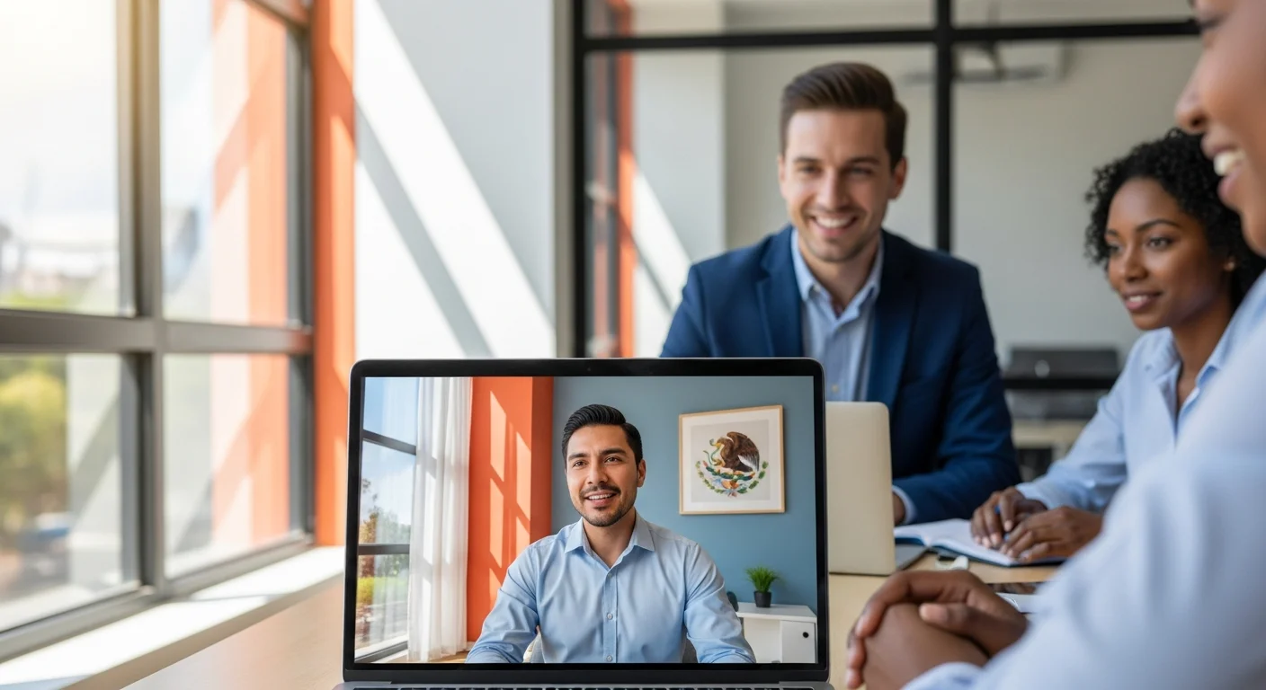 US and Mexican professionals collaborating over a video call during overlapping business hours