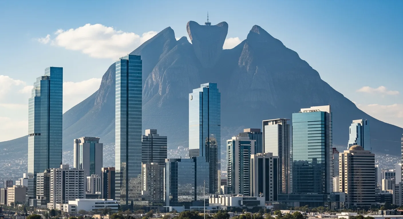 Monterrey Mexico business district skyline representing the country's nearshore talent market