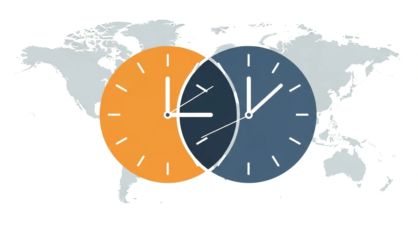 Diagram showing Mexico's business hour overlap with every US time zone compared to offshore regions in Asia